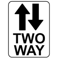 Two way traffic sign text