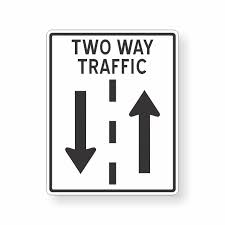 Two way traffic sign shape